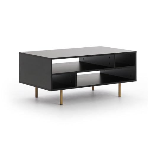 Lomadox Couchtisch in schwarz matt, Goldfarbene Griffe und Füße Lomadox Couchtisch in schwarz matt, Goldfarbene Griffe und Füße von Lomadox