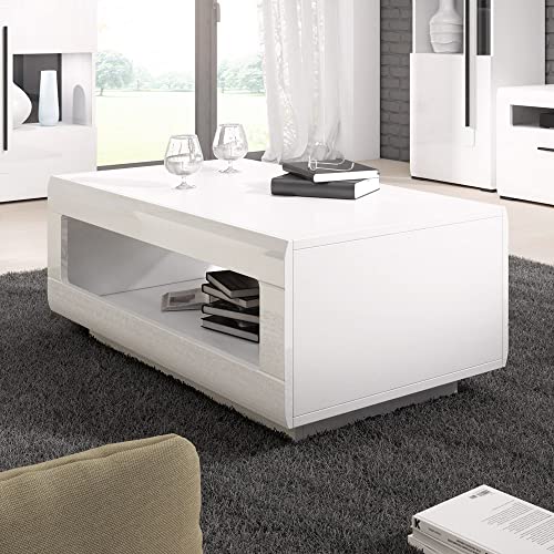 Lomadox Couchtisch weiß Hochglanz modern mit offenem Fach, B/H/T: ca. 110/44/60 cm Lomadox Couchtisch weiß Hochglanz modern mit offenem Fach, B/H/T: ca. 110/44/60 cm von Lomadox