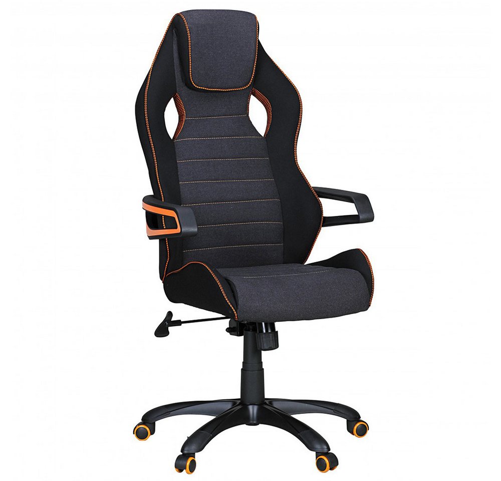 Lomadox Drehstuhl, Gaming Chefsessel in schwarz mit Synchronmechanik B/H/T 53/130/56cm von Lomadox