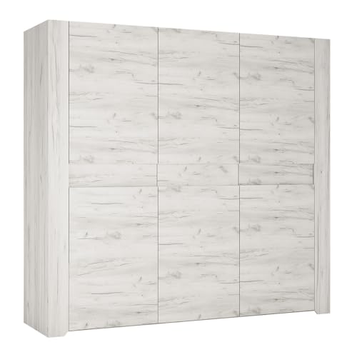 Lomadox Drehtürenschrank Kleiderschrank 3-türig 220cm breit in Craft Eiche weiß Lomadox Drehtürenschrank Kleiderschrank 3-türig 220cm breit in Craft Eiche weiß von Lomadox