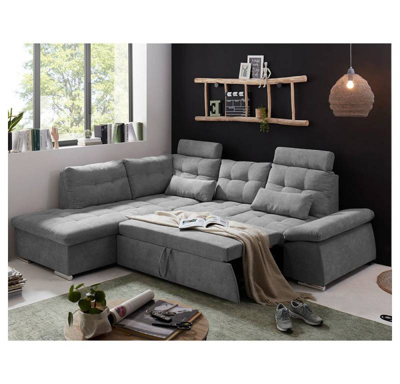 Lomadox Ecksofa NOTTINGHAM-09, dunkelgrau 260x103x219 cm von Lomadox