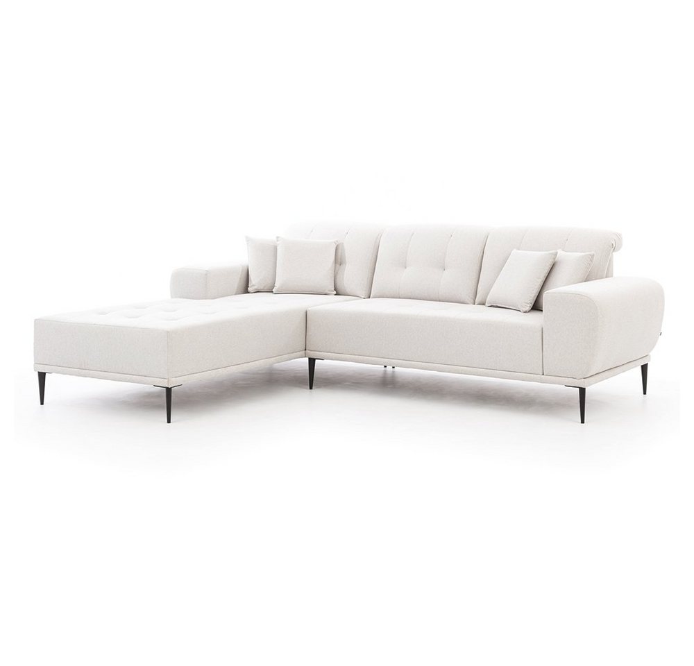 Lomadox Ecksofa RONNEBY-132, grau Recamiere re/li montierbar inkl. 4 Kissen 256/85/194 cm von Lomadox