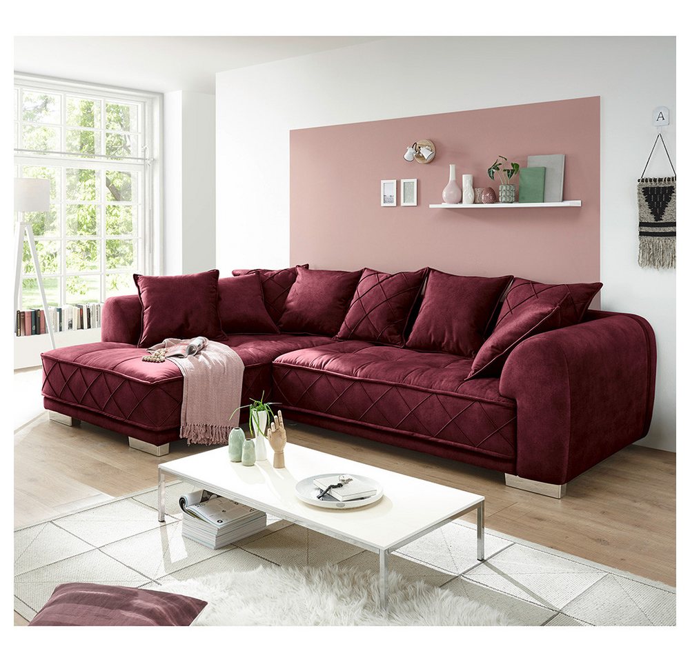 Lomadox Ecksofa SVENDBORG-09, burgunderrot 319x73/90x194 cm von Lomadox