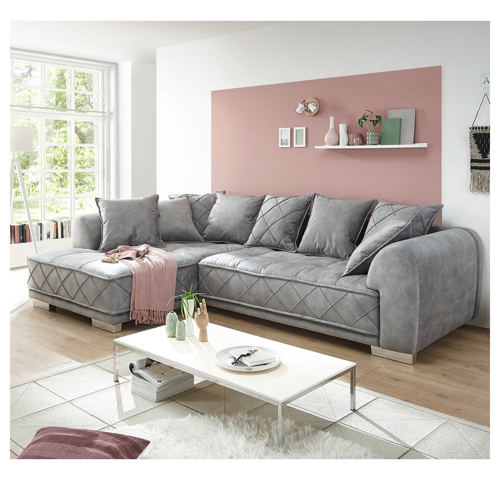 Lomadox Ecksofa SVENDBORG-09, grau 319x73/90x194 cm von Lomadox