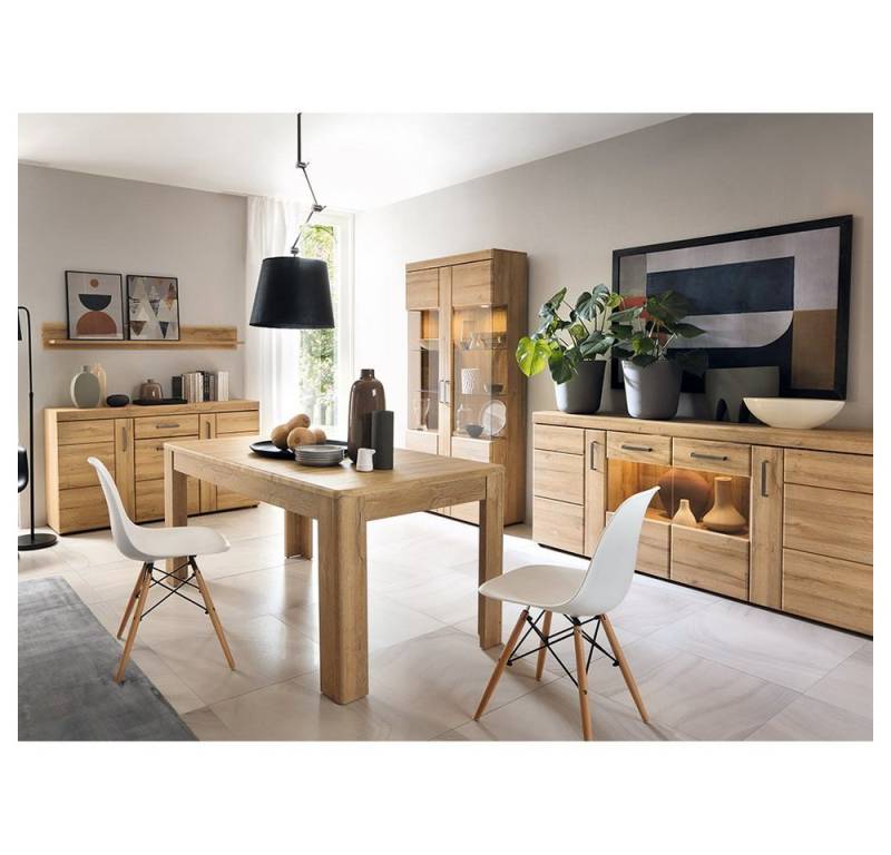Lomadox Esszimmer-Set CARIATI-129, (Spar-Set, 5-St), mit Ausziehtisch (160-200cm) in Grandson Eiche Nb. 5-teilig von Lomadox