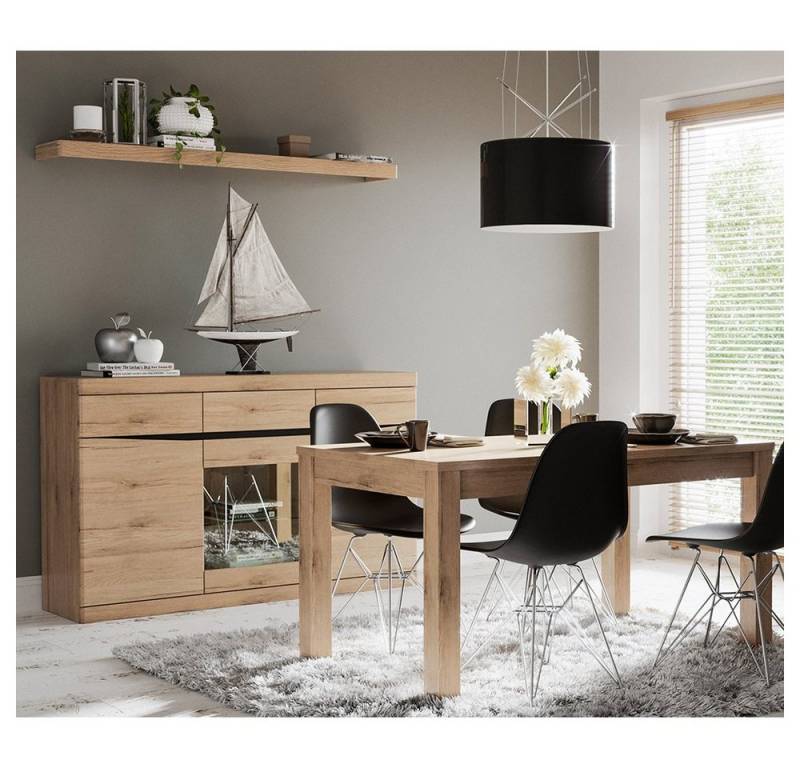 Lomadox Esszimmer-Set SANFORD-129, (Spar-Set, 3-St), San Remo Eiche hell Nb., Esstisch erweiterbar 140-180 cm, Beleuchtung Lomadox Esszimmer-Set SANFORD-129, (Spar-Set, 3-St), San Remo Eiche hell Nb., Esstisch erweiterbar 140-180 cm, Beleuchtung von Lomadox