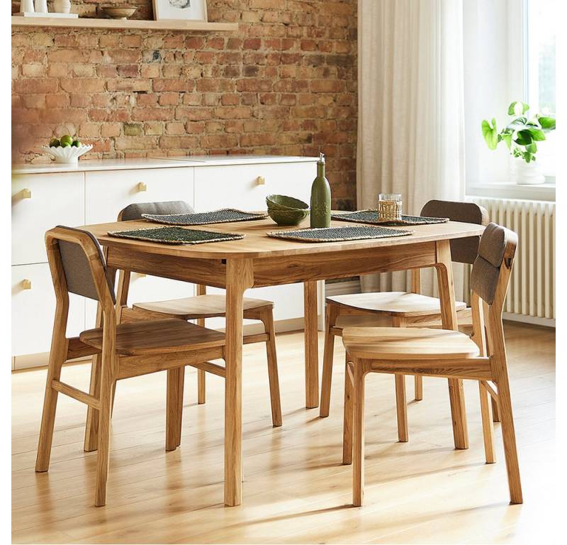 Lomadox Essgruppe THORNBURY-165, (Spar-Set, 5-tlg., Tisch Stühle), Esszimmermöbel, Esstisch 110x90cm, Wildeiche massiv geölt von Lomadox