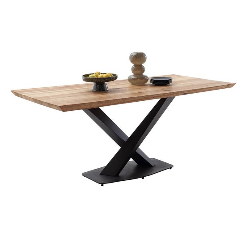 Lomadox Esstisch GLINA-06, in Eiche massiv geölt, 180x90 cm, Metallgestell schwarz matt von Lomadox