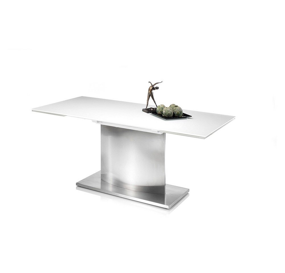 Lomadox Esstisch KAPRUN-119, ausziehbar Tischplatte mit weiß Glas, BxHxT: 180-260x76x90 cm von Lomadox
