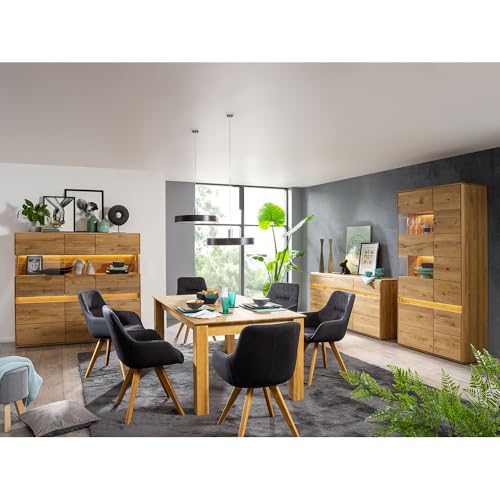 Lomadox Esszimmer-Set EsszimmermöbelEiche massiv geölt mit Esstisch 180x100cm, Highboard, Sideboard, Vitrine & LED-Beleuchtung, 4-teilig - Echtholz/Massivholz, Softclose, grifflos Lomadox Esszimmer-Set EsszimmermöbelEiche massiv geölt mit Esstisch 180x100cm, Highboard, Sideboard, Vitrine & LED-Beleuchtung, 4-teilig - Echtholz/Massivholz, Softclose, grifflos von Lomadox