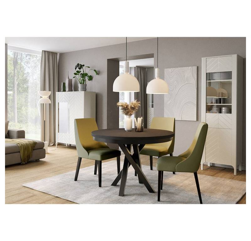 Lomadox Esszimmer-Set MAZARA-161, (Spar-Set, 3-St., Vitrine Esstisch Highboard), Esszimmermöbel mit Fischgrät Dekor, Push-to-Open, Softclose-Funktion von Lomadox