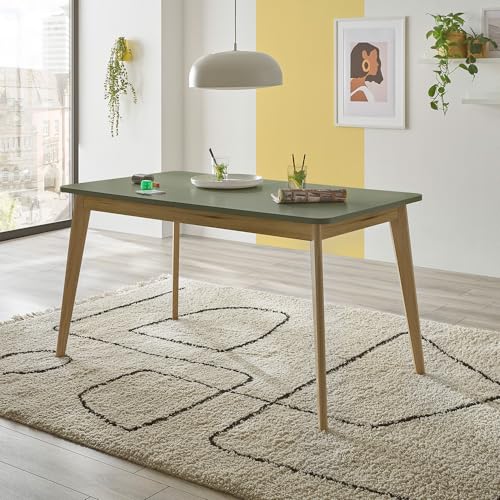 Lomadox Esszimmer Tisch Esstisch, ausziehbar 140-180cm, in Eiche mit grün Modern von Lomadox