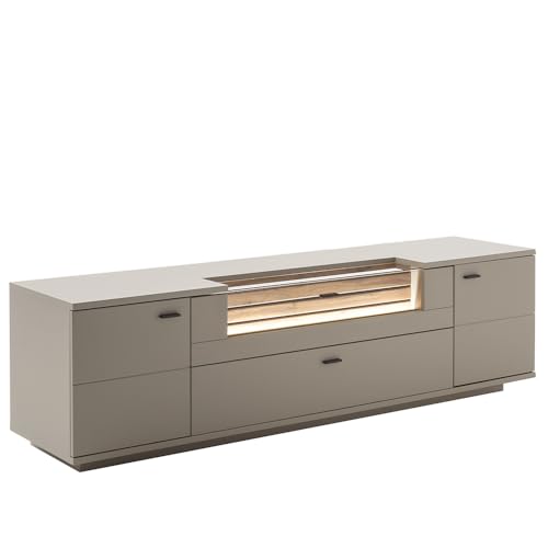 Lomadox Fernsehschrank 210 cm in grau mit Eiche inkl. Beleuchtung von Lomadox