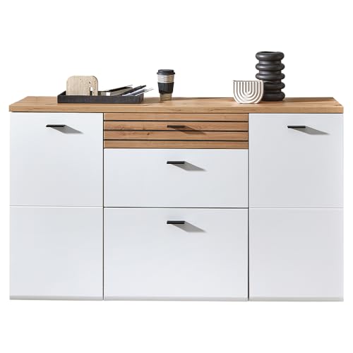 Lomadox Flur-Schuhschrank mit 150 cm Breite in weiß und Eiche mit Leistenoptik, 2 Türen, 1 Klappe, 2 Schubladen, wandhängende Montage, montierte Lieferung Lomadox Flur-Schuhschrank mit 150 cm Breite in weiß und Eiche mit Leistenoptik, 2 Türen, 1 Klappe, 2 Schubladen, wandhängende Montage, montierte Lieferung von Lomadox