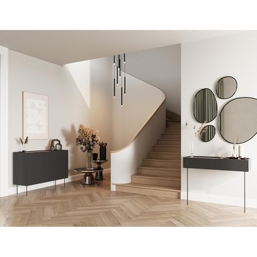 Lomadox Flurmöbel Set Dielenmöbel in schwarz matt mit Eiche, 2-teilig mit Konsole, Sideboard, modern, grifflos von Lomadox