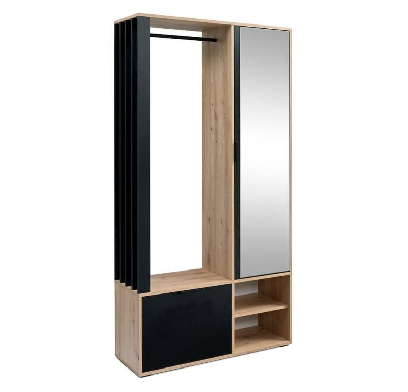 Lomadox Garderobe MINSTER-161, 100 cm breit in Eiche mit Spiegel, Schuhschrank, Kleiderstange, Klappe Lomadox Garderobe MINSTER-161, 100 cm breit in Eiche mit Spiegel, Schuhschrank, Kleiderstange, Klappe von Lomadox