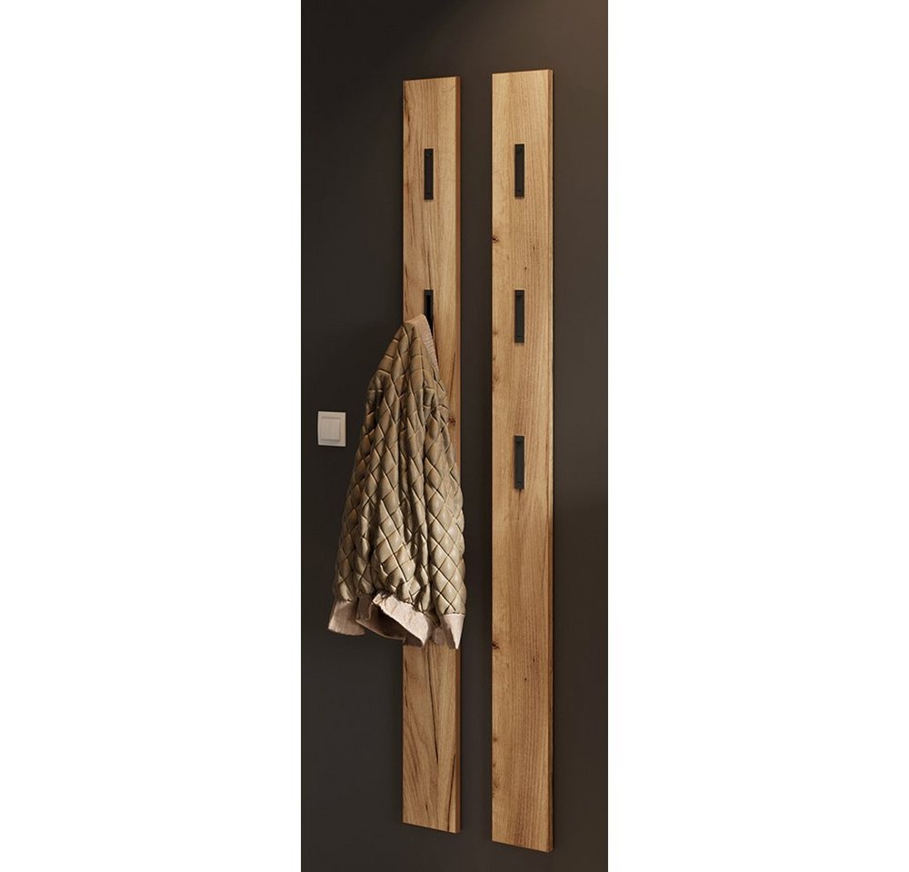 Lomadox Garderoben-Set ABERDEEN-01, (Spar-Set, 2-St), 2er Set in Eiche mit ausklappbaren Haken von Lomadox
