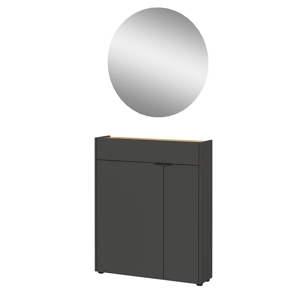 Lomadox Garderoben-Set ABERDEEN-01, (Spar-Set, 2-St., Garderobenspiegel Schuhschrank), in grau und Eiche von Lomadox