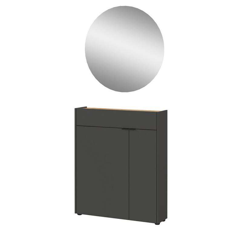 Lomadox Garderoben-Set ABERDEEN-01, (Spar-Set, 2-St., Garderobenspiegel Schuhschrank), in grau und Eiche von Lomadox