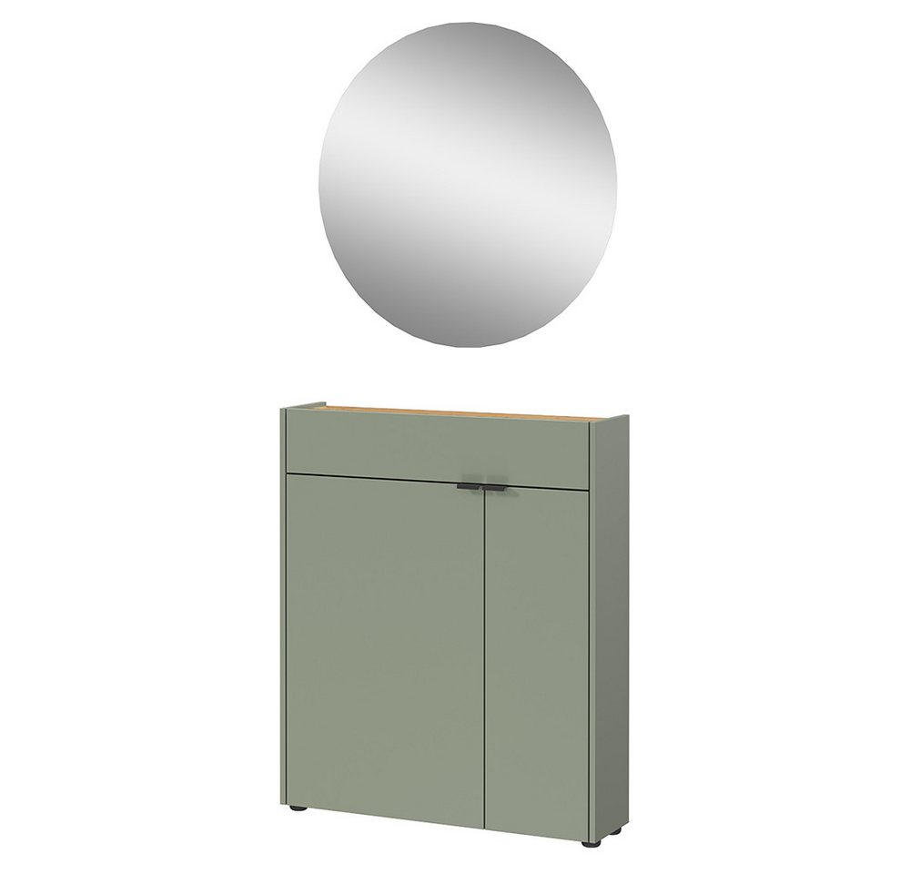 Lomadox Garderoben-Set ABERDEEN-01, (Spar-Set, 2-St., Garderobenspiegel Schuhschrank), in grün und Eiche von Lomadox