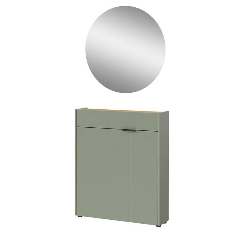 Lomadox Garderoben-Set ABERDEEN-01, (Spar-Set, 2-St., Garderobenspiegel Schuhschrank), in grün und Eiche von Lomadox