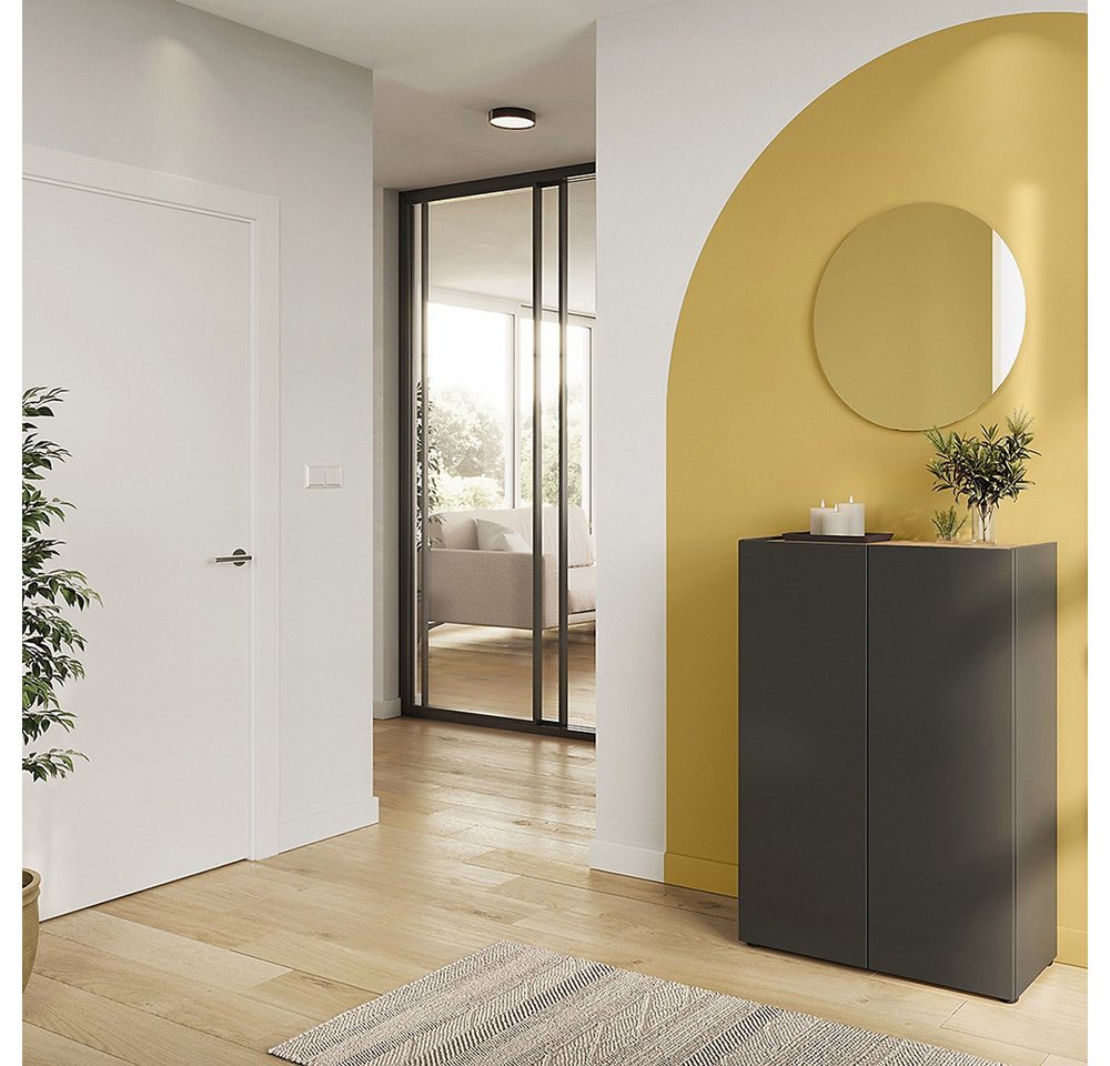 Lomadox Garderoben-Set ABURI-01, (Spar-Set, 2-St., Schuhschrank Spiegel), in graphit mit Eiche, griffloses Design, viel Stauraum von Lomadox