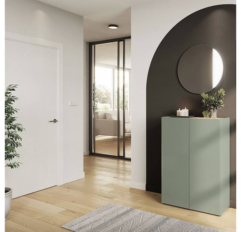 Lomadox Garderoben-Set ABURI-01, (Spar-Set, 2-St., Schuhschrank Spiegel), in grün mit Eiche, griffloses Design, viel Stauraum von Lomadox