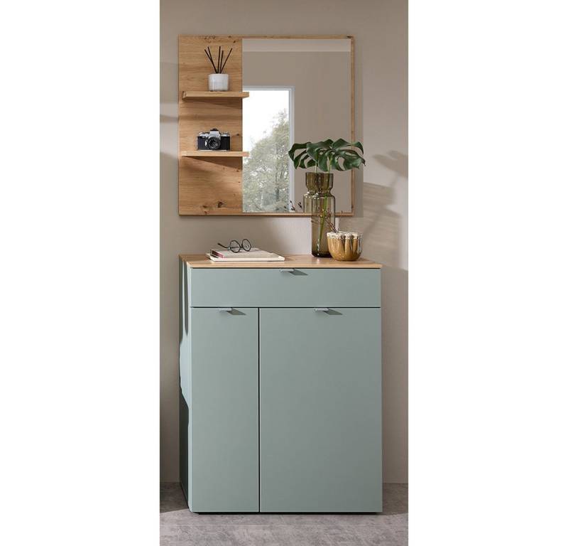 Lomadox Garderoben-Set BLISS-36, (Spar-Set, 2-St., Kommode Spiegel), grün matt Eiche Schuhschrank Spiegel Garderobe modern von Lomadox
