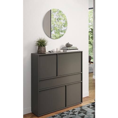 Lomadox Garderoben-Set Flurmöbel mit Spiegel & Schuhschrank in Graphit, modern, stehend oder hängend, grifflos, Push-to-Open Lomadox Garderoben-Set Flurmöbel mit Spiegel & Schuhschrank in Graphit, modern, stehend oder hängend, grifflos, Push-to-Open von Lomadox
