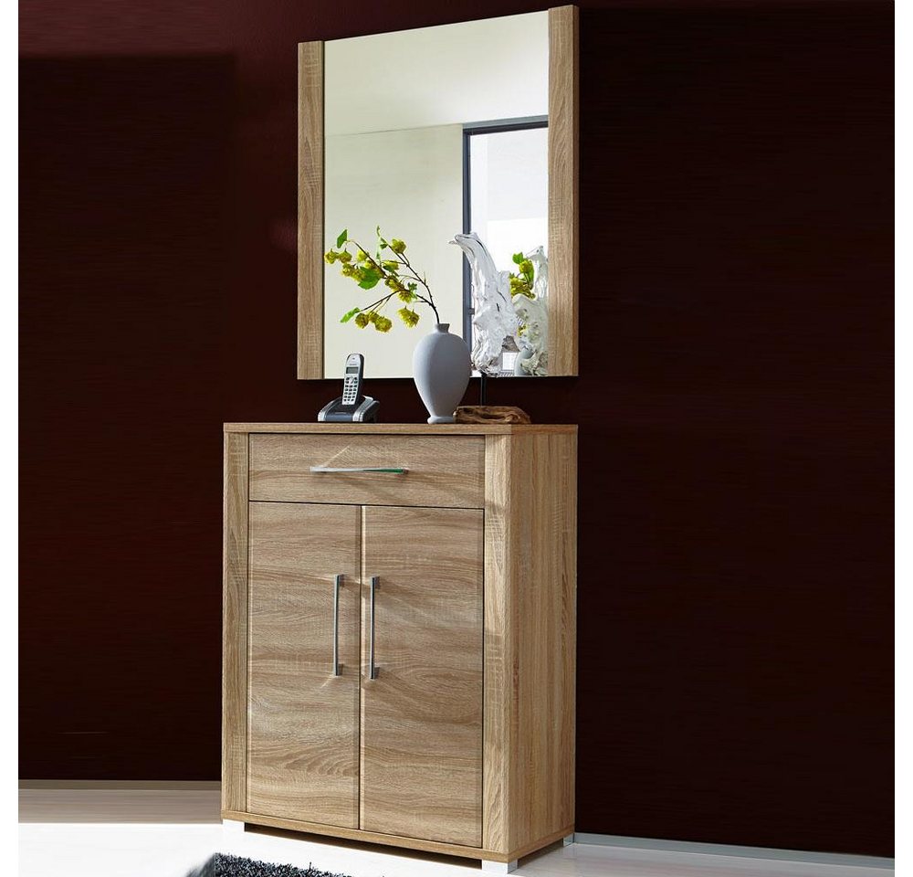 Lomadox Garderoben-Set GOCH-36, (Spar-Set, 2-St), Garderoben Schuhschrank Set mit Spiegel Sonoma Eiche hell 74x188x40 cm von Lomadox