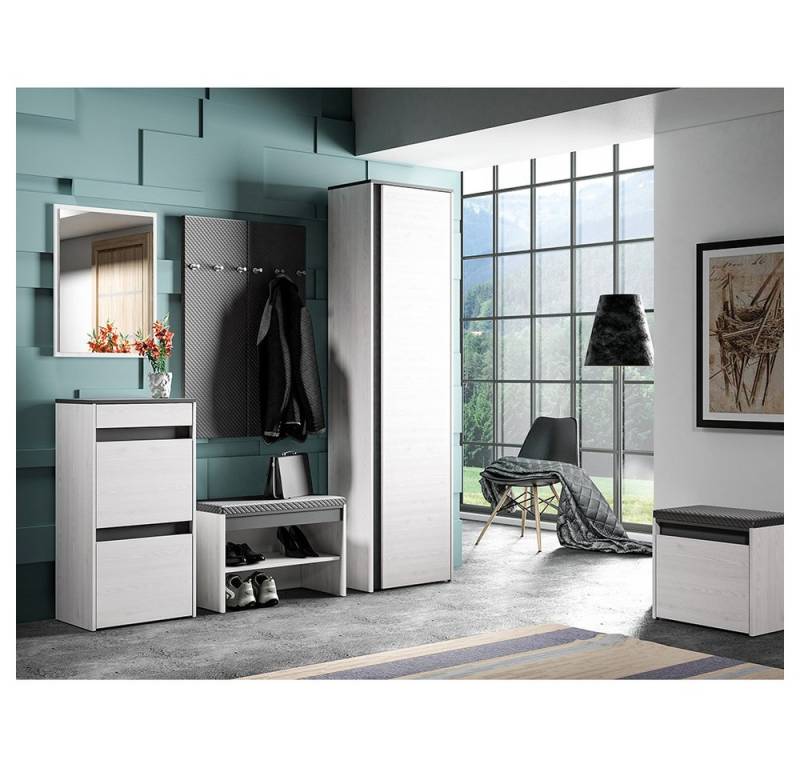 Lomadox Garderoben-Set HORSENS-131, (Spar-Set, 7-St), Flurgarderobe in Schneekiefer Nb. mit anthrazit von Lomadox