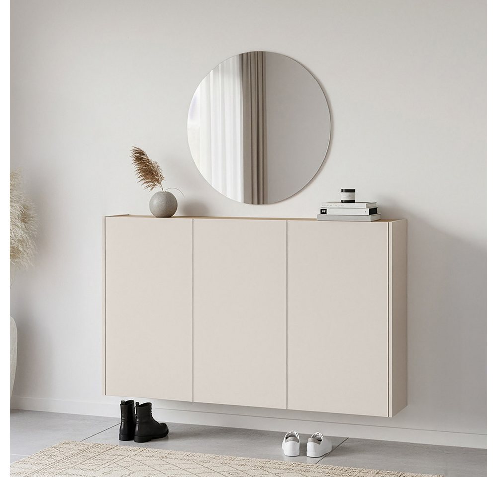 Lomadox Garderoben-Set LAPUA-01, (Spar-Set, 2-St., Garderobenspiegel Schuhschrank), in kaschmir und Eiche, ideal für schmale Flure von Lomadox