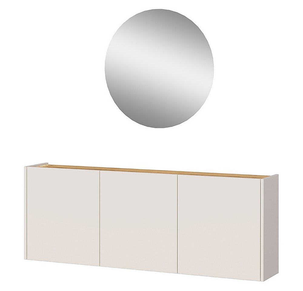 Lomadox Garderoben-Set LAPUA-01, (Spar-Set, 2-St., Garderobenspiegel Schuhschrank), in kaschmir und Eiche, ideal für schmale Flure von Lomadox