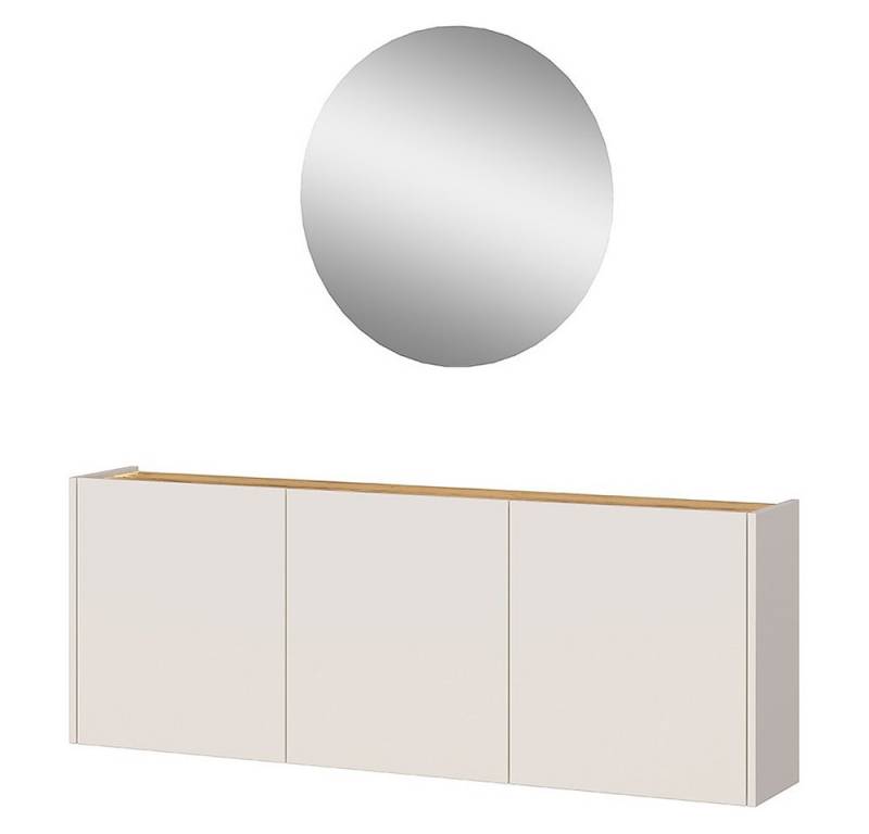 Lomadox Garderoben-Set LAPUA-01, (Spar-Set, 2-St., Garderobenspiegel Schuhschrank), in kaschmir und Eiche, ideal für schmale Flure von Lomadox