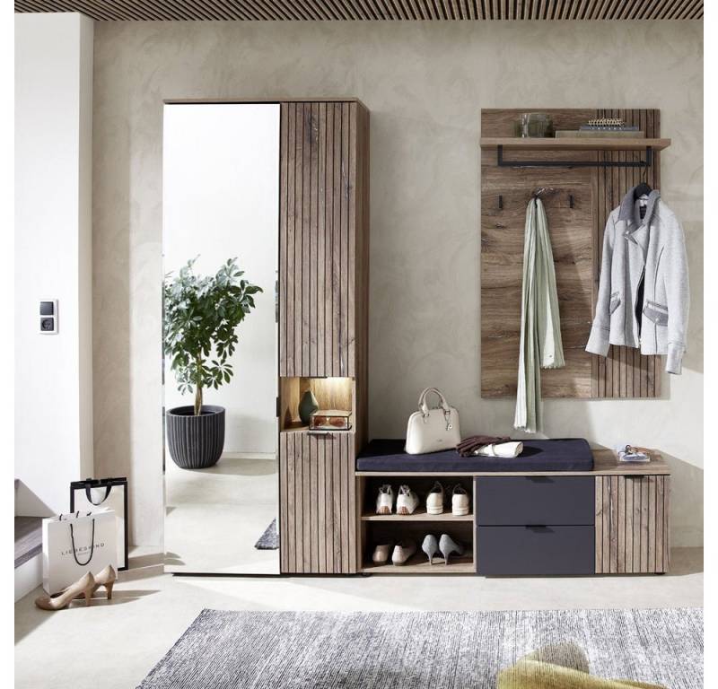 Lomadox Garderoben-Set LORIENT-36, (Spar-Set, 3-St), Eiche Umbra Nb. 231/204/38 cm von Lomadox