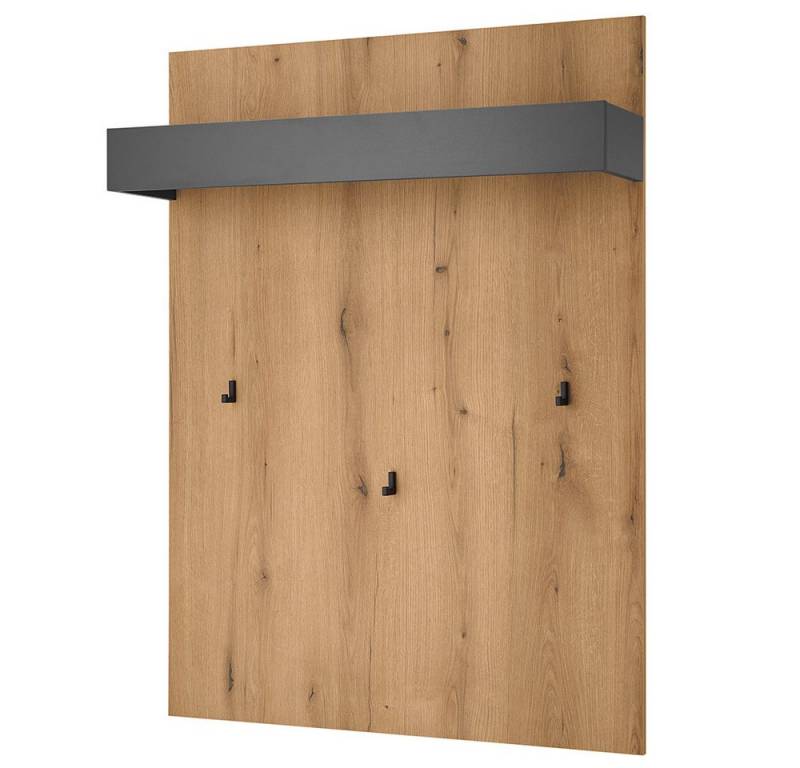 Lomadox Garderobenpaneel CRISP-61, Eiche Nb. mit anthrazit, 1 Ablageboden, 3 Haken, 1 Kleiderstange Lomadox Garderobenpaneel CRISP-61, Eiche Nb. mit anthrazit, 1 Ablageboden, 3 Haken, 1 Kleiderstange von Lomadox