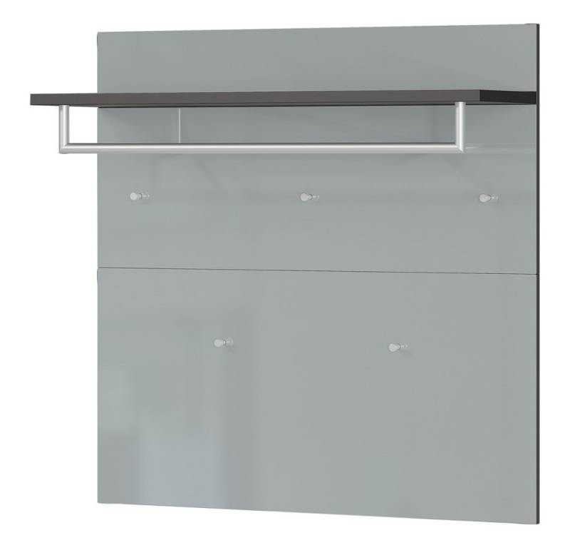 Lomadox Garderobenpaneel GENEVA-01, graphit grau Glasfront Kleiderstange Hutablage 5 Haken 96,6x96x29,8 cm von Lomadox
