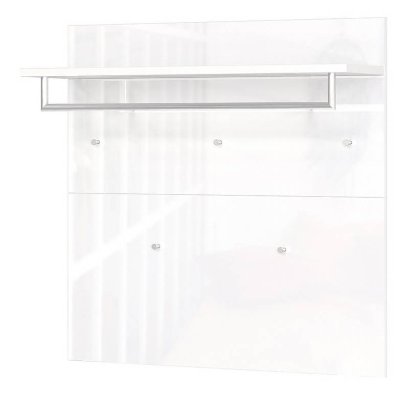 Lomadox Garderobenpaneel GENEVA-01, weiß Glasfront Kleiderstange Hutablage 5 Haken 96,6x96x29,8 cm von Lomadox
