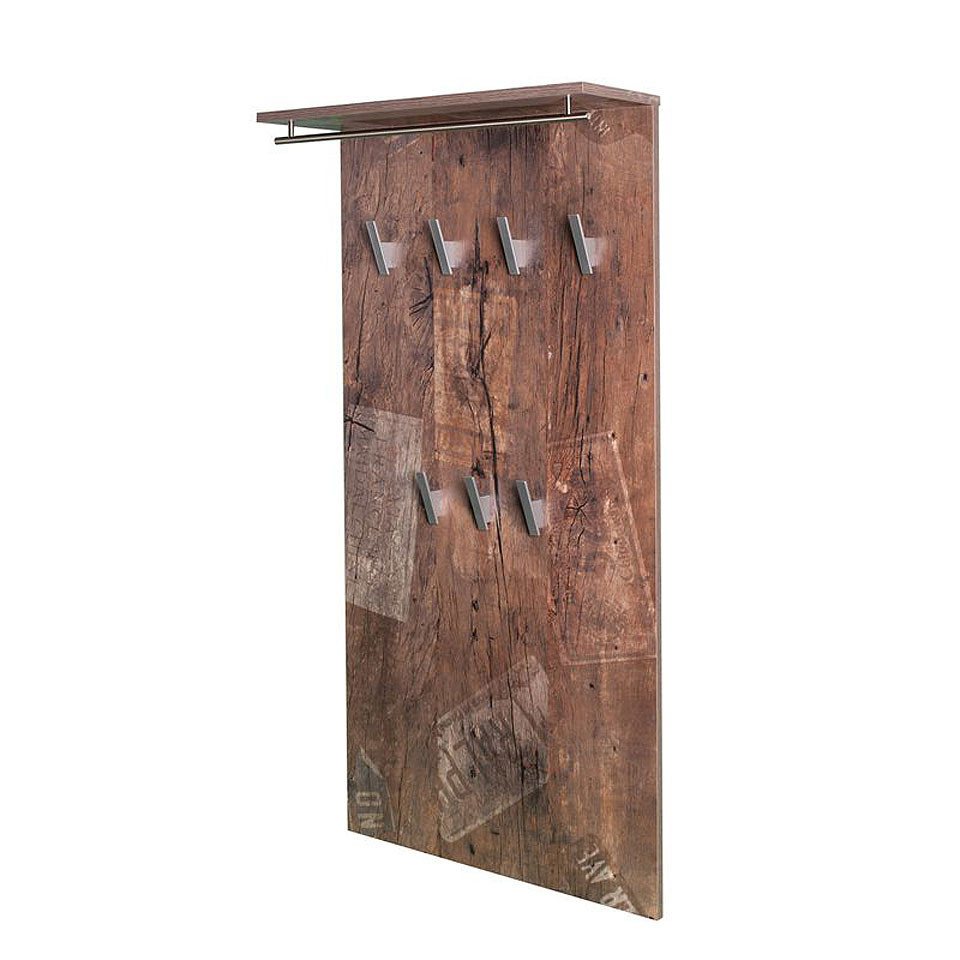 Lomadox Garderobenpaneel NIZZA-04, Flur Garderobe Wandgarderobe Eiche 7 Kleiderhaken 60x120x,5x20,5 cm von Lomadox