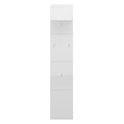Lomadox Garderobenpaneel Wandgarderobe mit Ablage 30 cm breit weiß Hochglanz von Lomadox