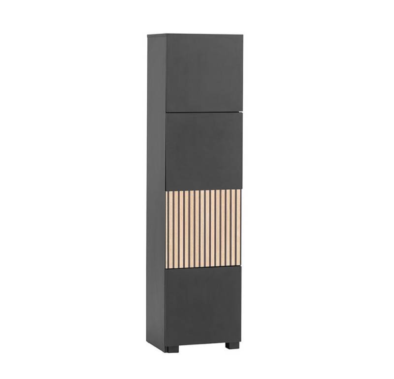 Lomadox Garderobenschrank ALTAMURA-80 Schiebe Schrank Regalschrank modern in schwarz matt mit Eiche Natur von Lomadox