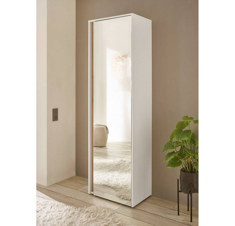 Lomadox Garderobenschrank CRISP-61 in weiß mit Wotan Eiche Nb., 1 Spiegeltür, 60 cm breit von Lomadox
