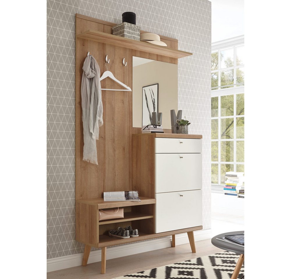Lomadox Garderobenschrank »MAINZ-61« Kompakt-Garderobe im Retro Design weiß matt mit Eiche Riviera Nb. B/H/T ca. 110x200x34cm Lomadox Garderobenschrank »MAINZ-61« Kompakt-Garderobe im Retro Design weiß matt mit Eiche Riviera Nb. B/H/T ca. 110x200x34cm von Lomadox