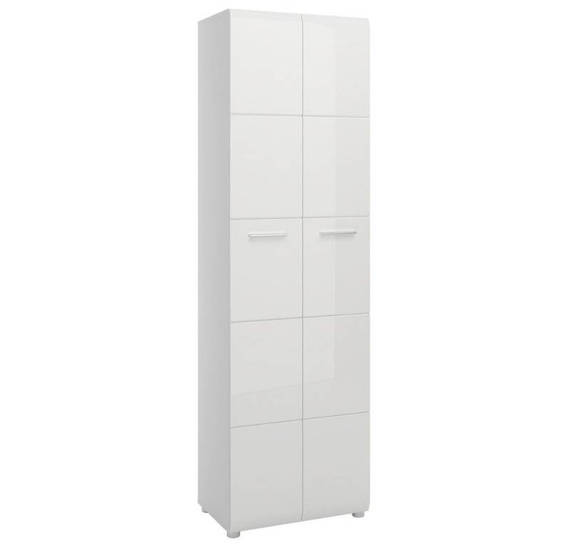 Lomadox Garderobenschrank MALABO-129 Hochschrank mit Kleiderstange ausziehbar in weiß Hochglanz von Lomadox