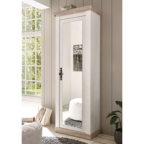 Lomadox Garderobenschrank mit Spiegel in Pinie weiß Nb. mit Absetzungen in Pinie dunkel Nb., B/H/T: ca. 73/201/38 cm Lomadox Garderobenschrank mit Spiegel in Pinie weiß Nb. mit Absetzungen in Pinie dunkel Nb., B/H/T: ca. 73/201/38 cm von Lomadox