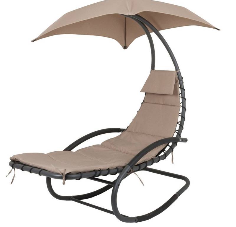 Lomadox Gartenliege GARDA-120, Schaukelliege mit Sonnendach in beige, B/H/T: ca. 170/185/82 cm von Lomadox
