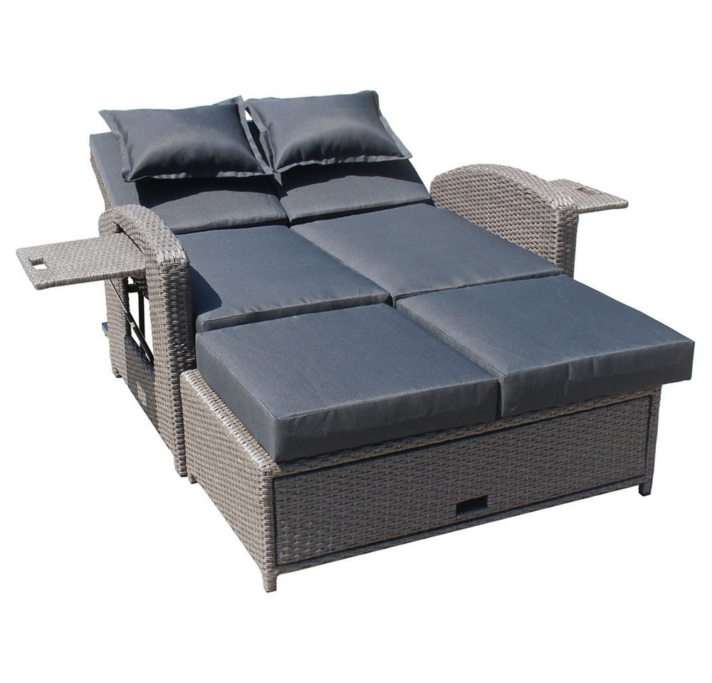 Lomadox Gartenlounge-Set GARDA-120, Gartensofa inkl. Auflagen, Polyrattan in grau, ca. 117x93x130 cm von Lomadox