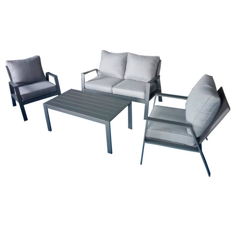 Lomadox Gartenlounge-Set GARDA-120, in anthrazit, 2 Sessel, 1 Bank, Tisch ca. 110x59cm, inkl. Polster von Lomadox