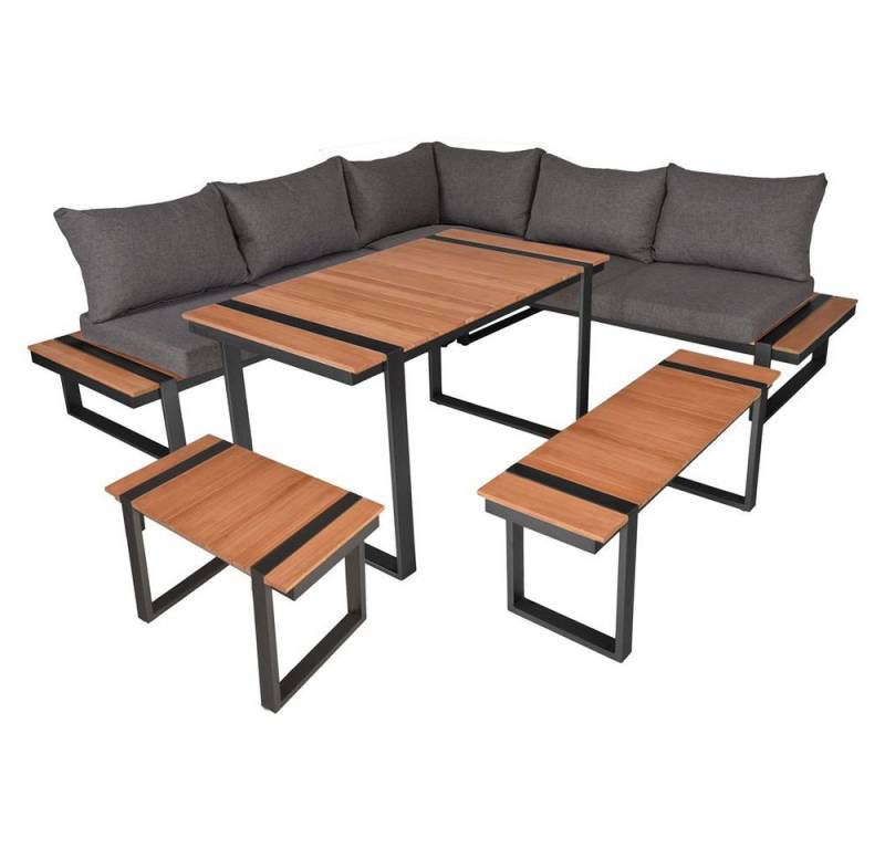 Lomadox Gartenlounge-Set HGA-120, Lounge-Eckgruppe BERN-120, 6-tlg B/H/T ca. 75x165x69cm von Lomadox