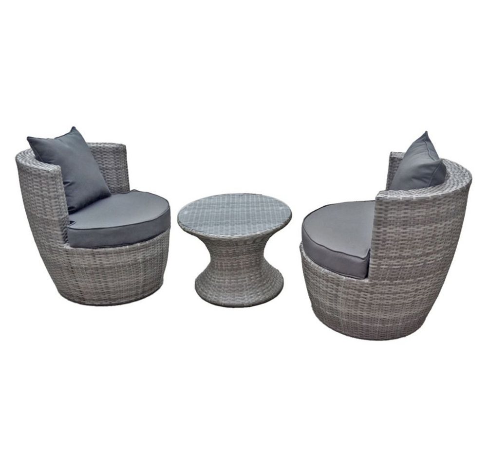 Lomadox Gartenlounge-Set HGA-120, Garten Sitzgruppe in grau LINGEN-120 Kunststoff-Geflecht : 70x73x71cm von Lomadox